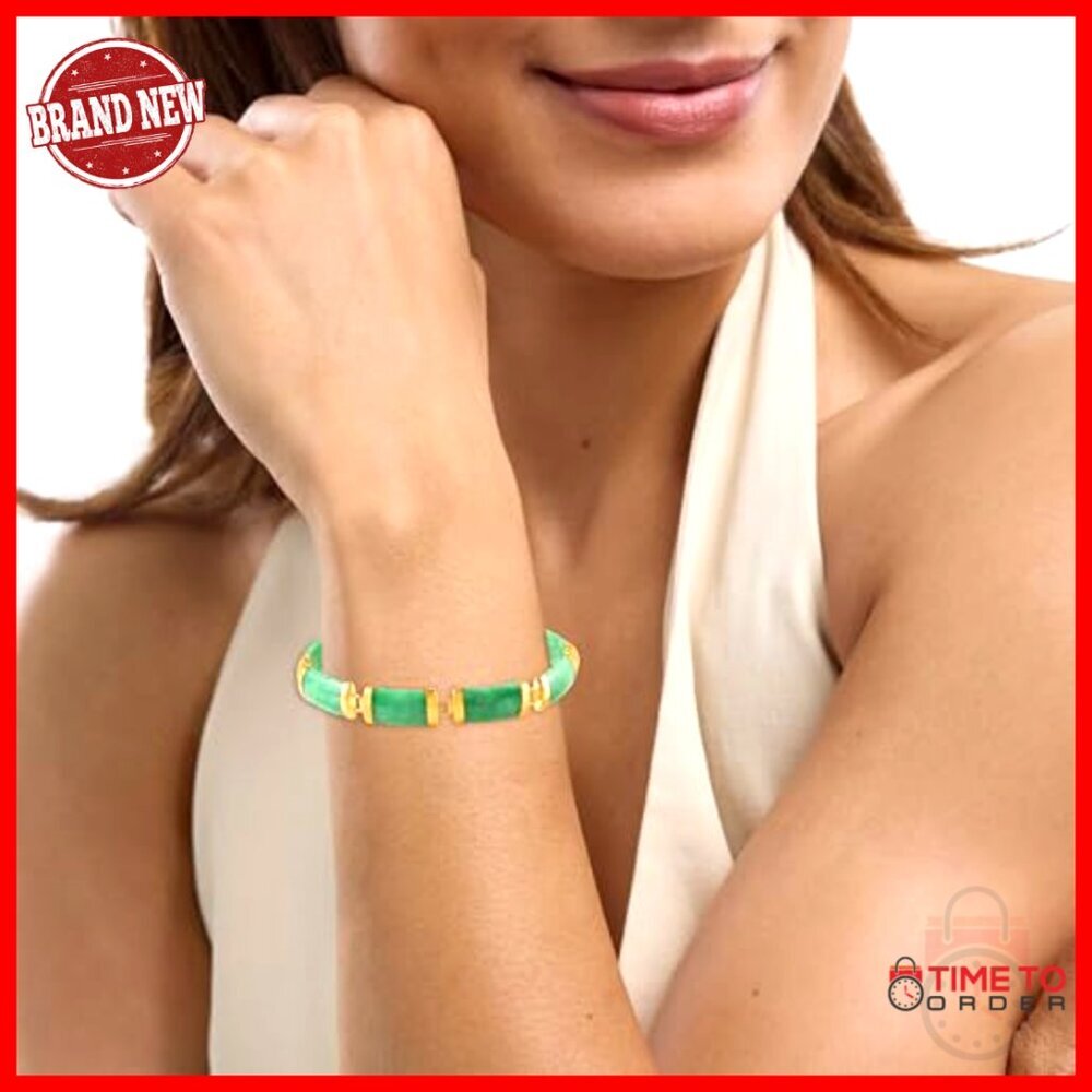 Sterling Silver Jade Link Bracelet Elegant Classic Minimal Chic Jewelry Gift - Picture 2 of 7